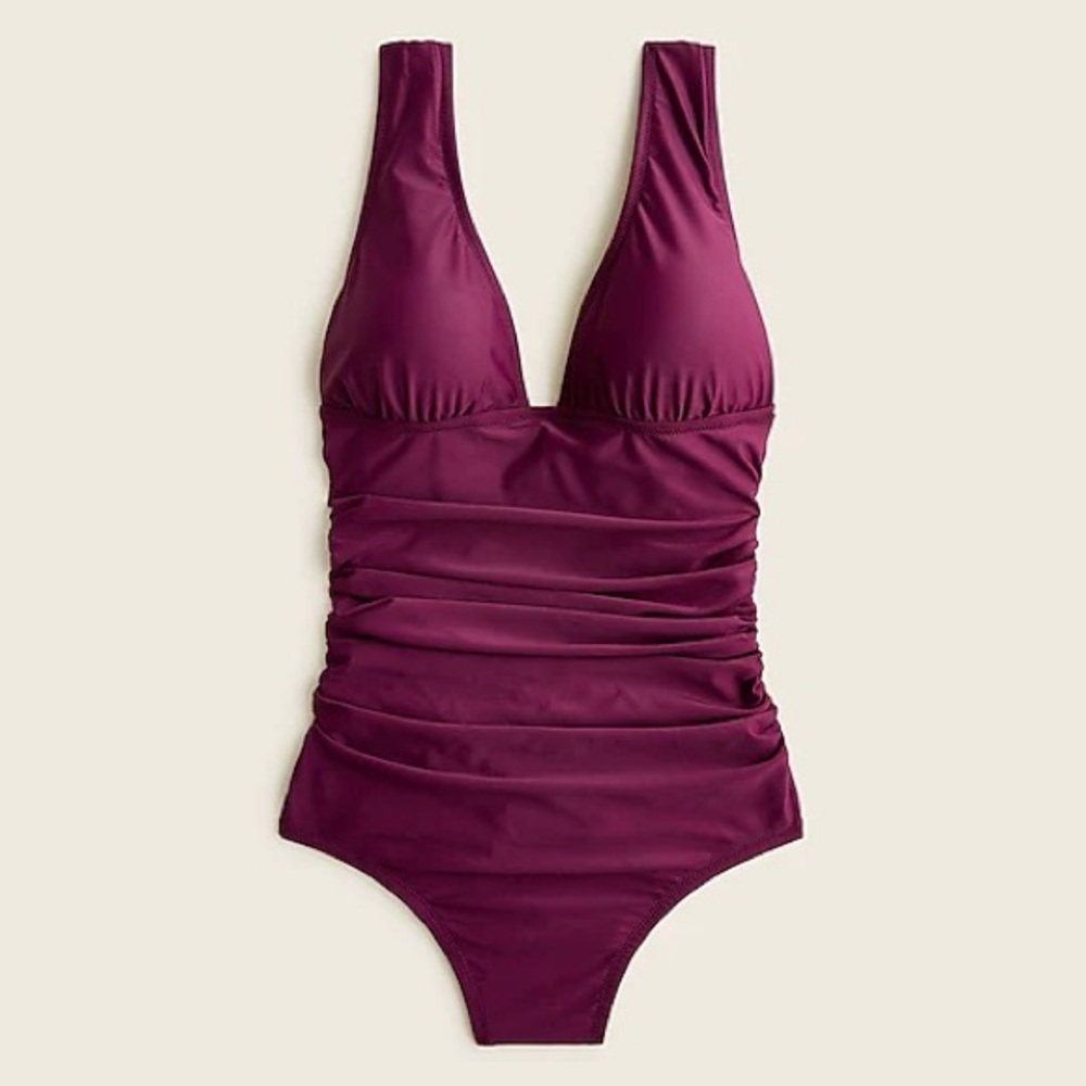 J Crew Long torso Ruched V-neck one-piece